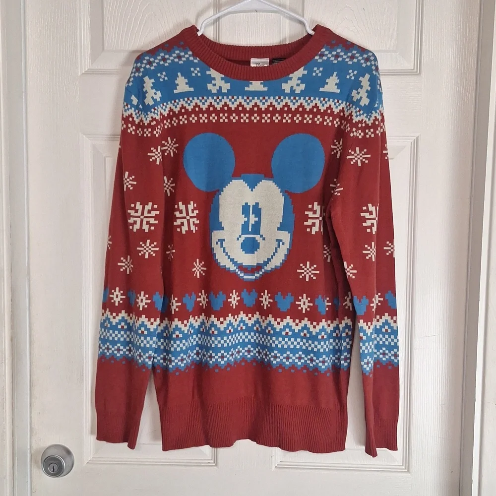Mickey Mouse Christmas Sweater Men Sz L